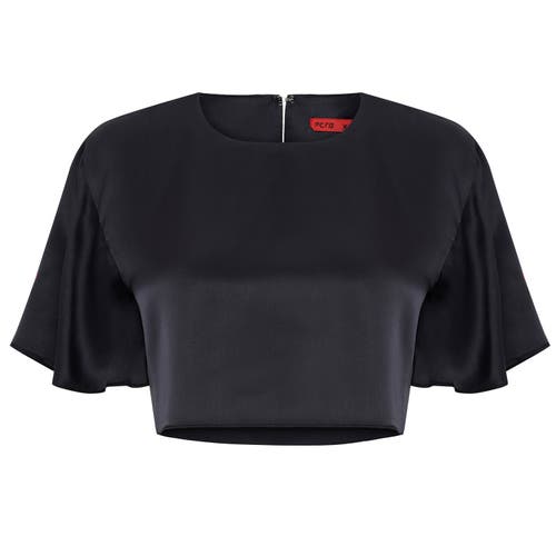 Pcfg Pure Silk Oversized Silk Crop Top In Blue