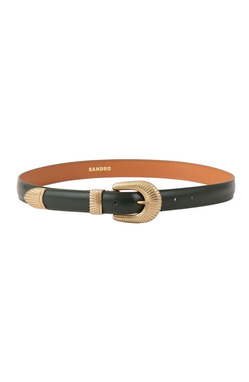 Sandro Leather Tooled-buckle Belt