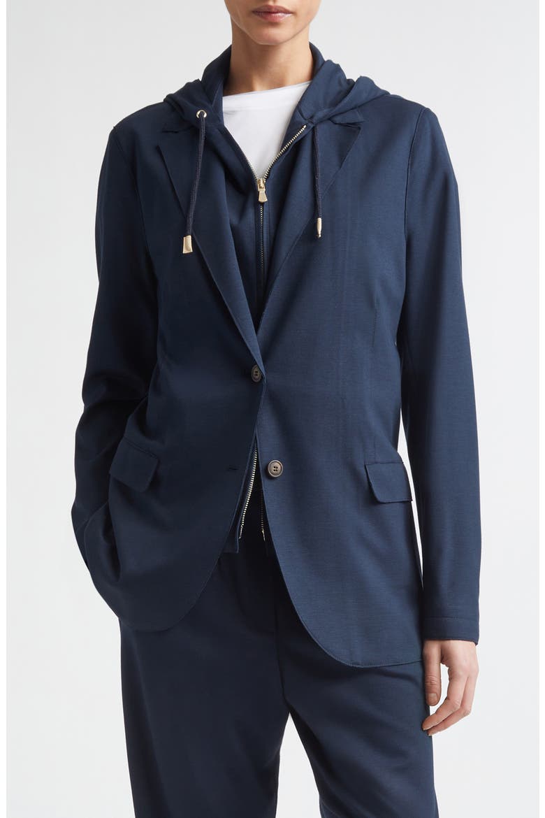 Knit Jacket with Hoodie Inset, Main, color, 11 BLUE