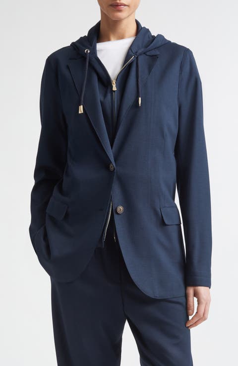 Knit Jacket with Hoodie Inset