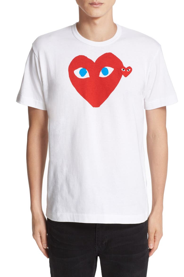 Heart Face Graphic Tee, Main, color, WHITE