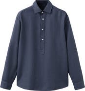 MANGO Long Sleeve Linen Polo Shirt