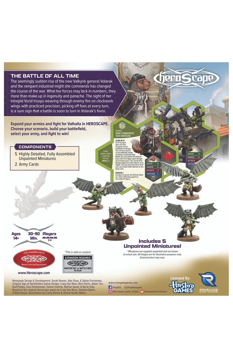 Renegade Games Heroscape Rising Tide Wing Commander Tuck Harrigan & Vorid Glidestrikers Army Expansion, Alternate, color, Multicolored
