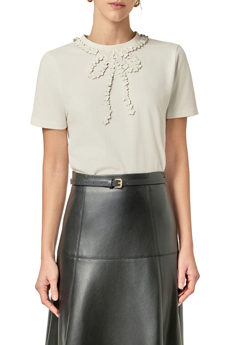 Embellished Floral Bow Top, Main, color, WHITE