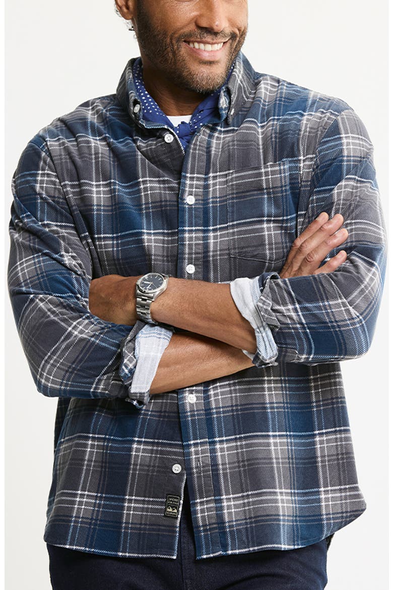 Stretch Corduroy Shirt Jacket, Main, color, GREY BLUE PLAID