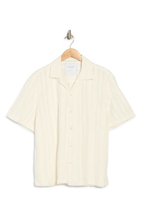 Vertical Textured Stripe Camp Shirt