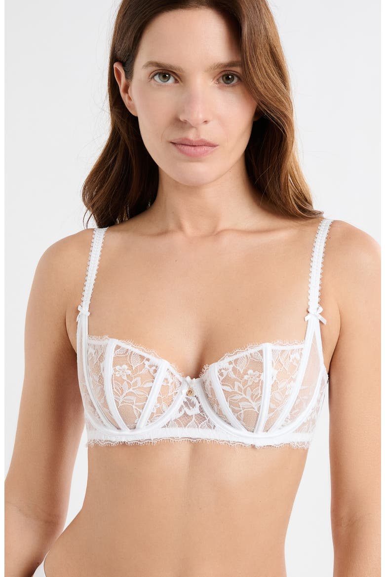 Mascarade °9 Embroidered Underwire Balconette Bra, Alternate, color, WHITE
