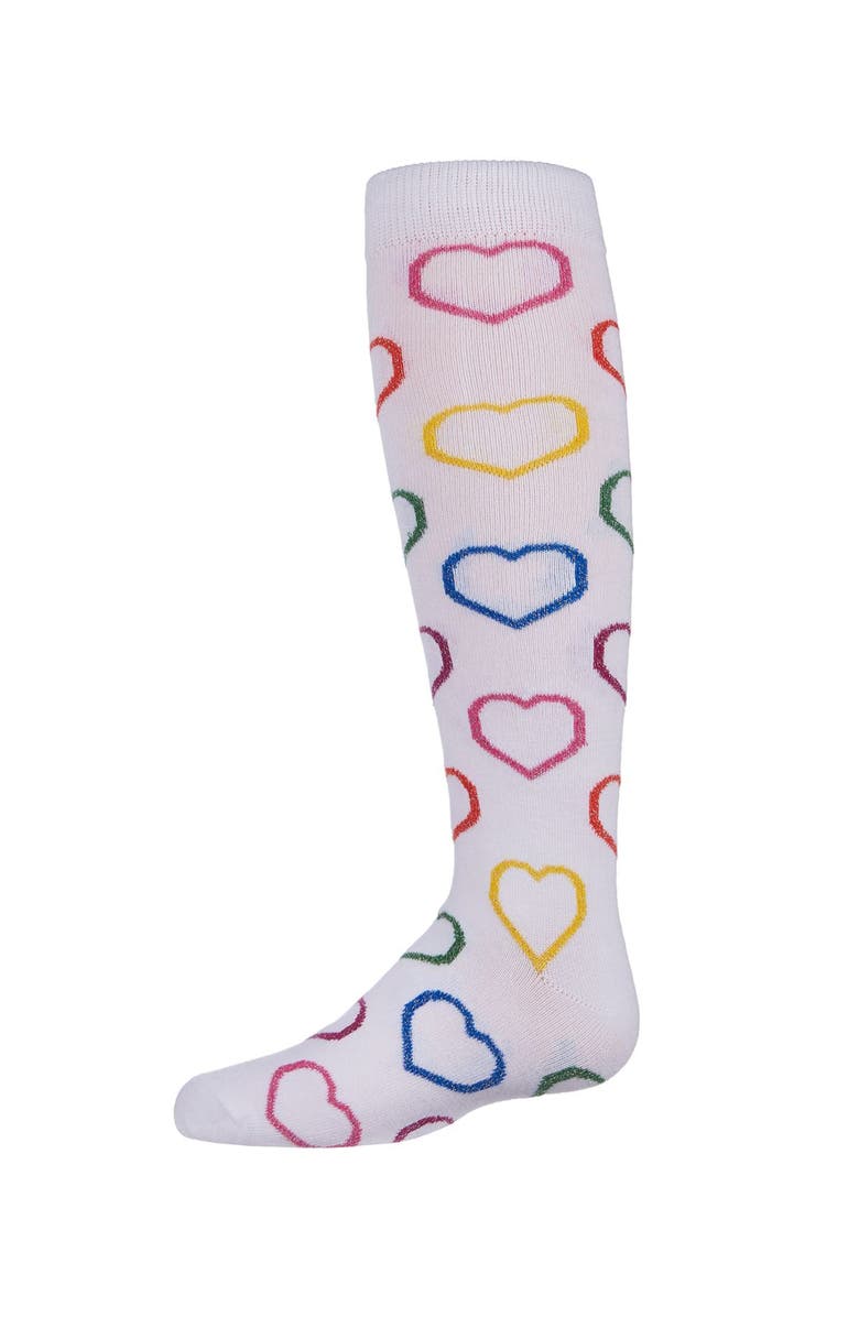MeMoi Dazzling Hearts Knee High Socks, Main, color, White
