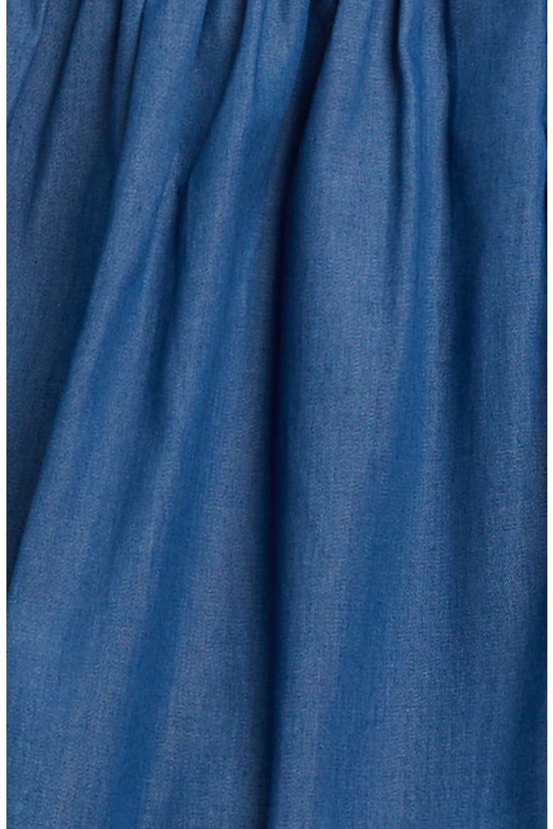 Smocked Cotton Denim Dress with Bloomers, Alternate, color, BLU