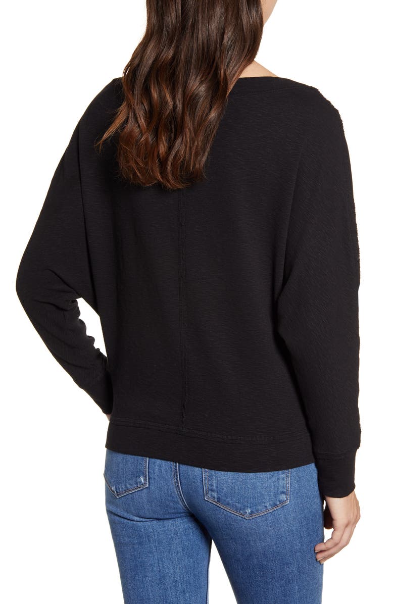 Caslon<sup>®</sup> Bateau Neck Exposed Seam Cotton Blend Top, Alternate, color,