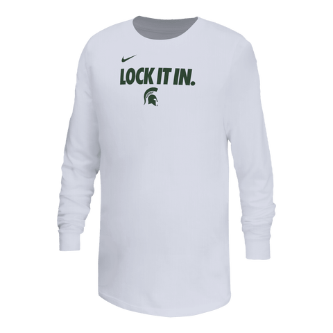 Youth Nike White Michigan State Spartans On-Court Bench Legend Dri-FIT Long Sleeve T-Shirt