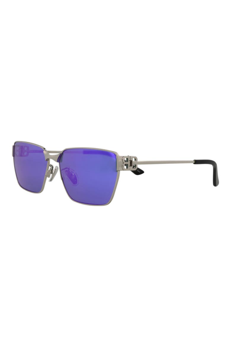 63mm Mirrored Polarized Square Sunglasses, Alternate, color, SILVER SILVER VIOLET