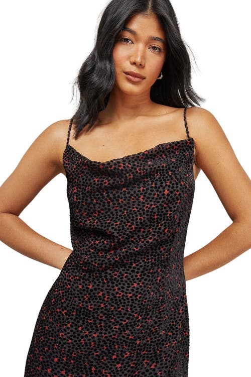 Warehouse Spot Devore Cowl Neck Maxi Dress In Multi