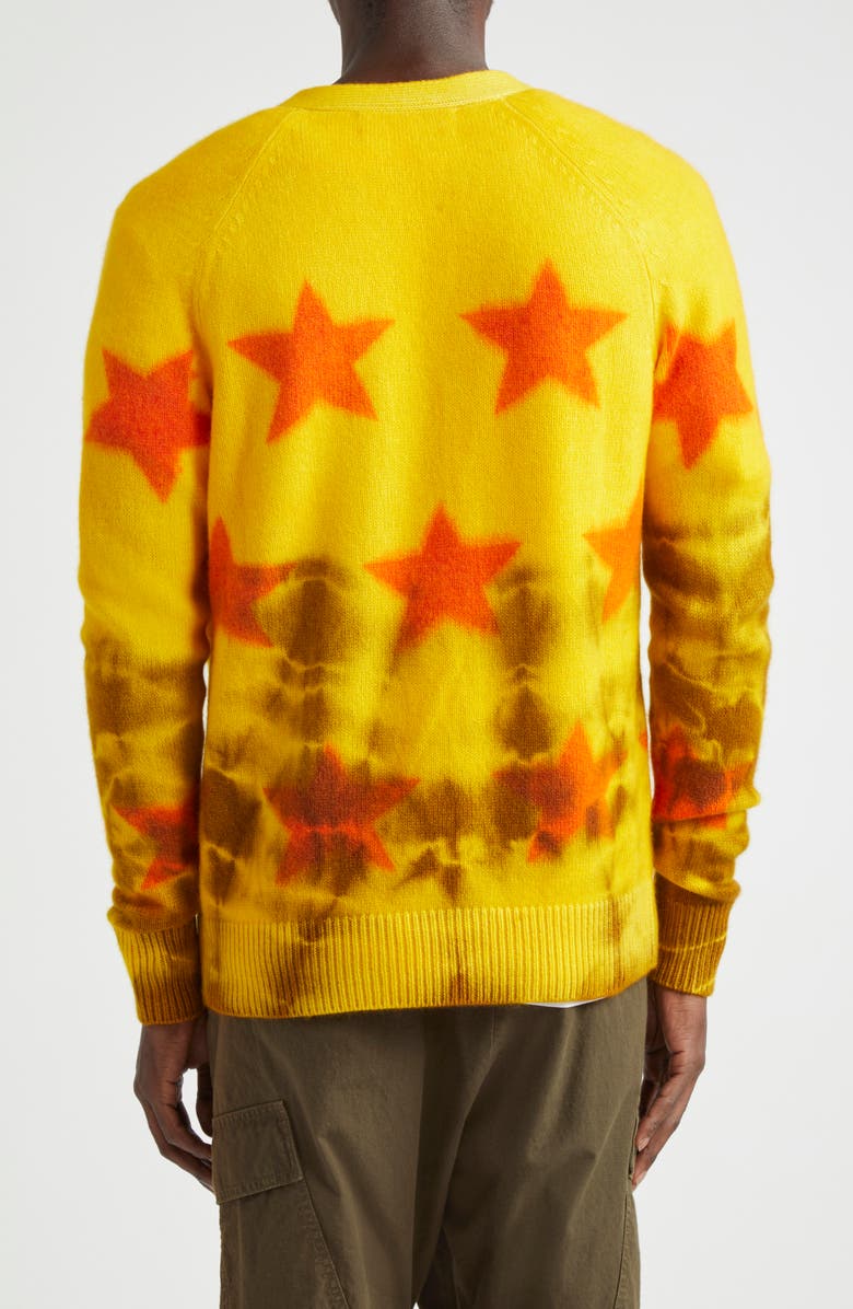 The Elder Statesman Star Sprayed Oversize Cashmere V-Neck Cardigan, Alternate, color, 