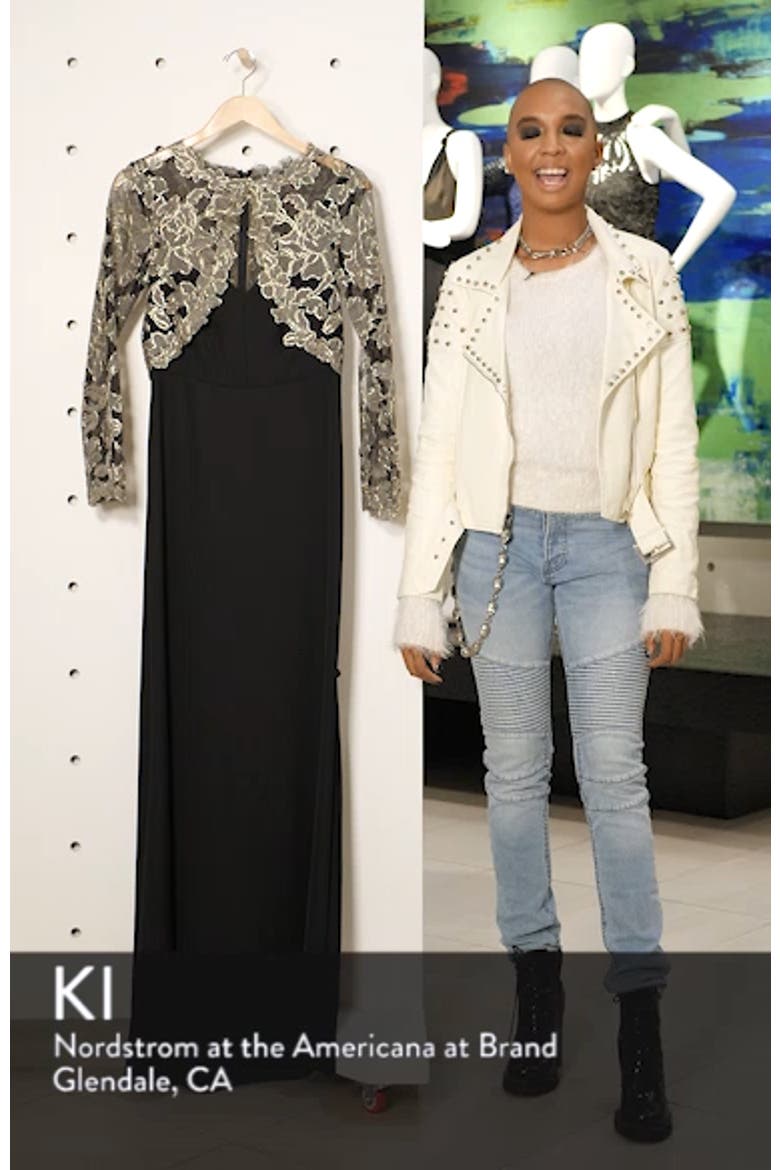 Crepe & Embroidered Lace Gown video