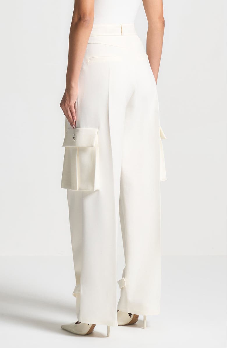 Manière De Voir Danielle Tailored Pleated Cargo Trousers, Alternate, color, Off White
