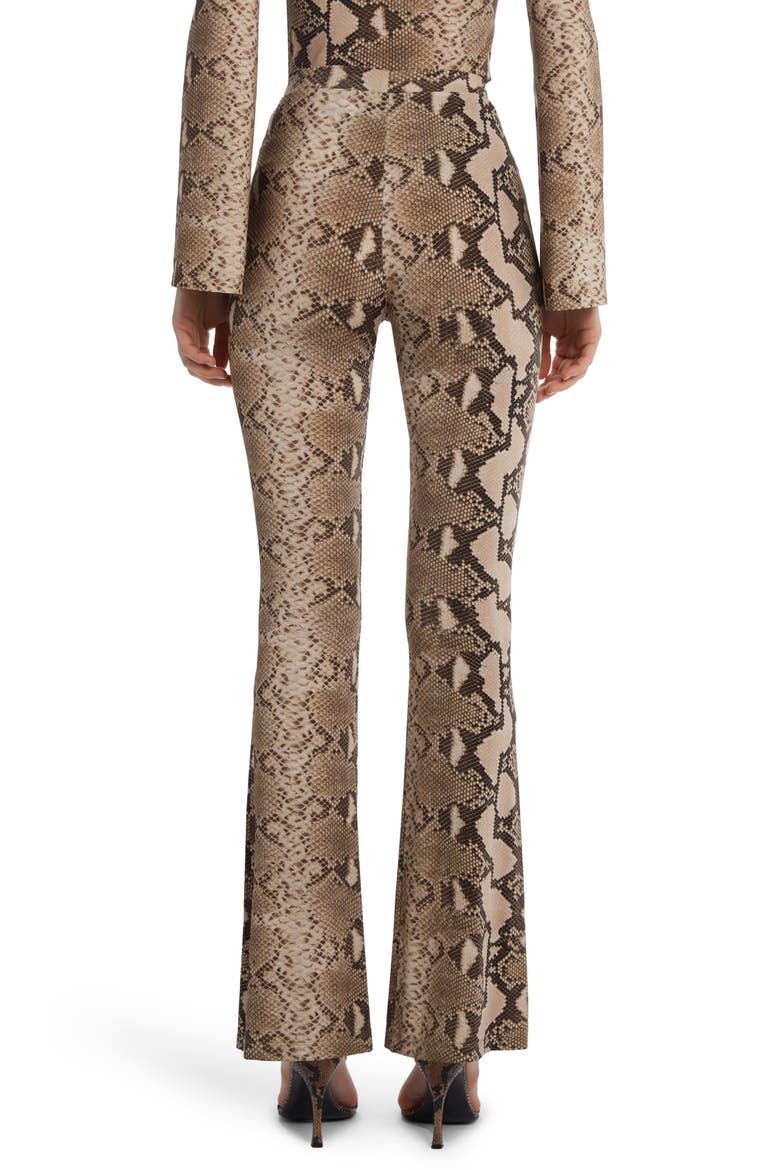 Python Print Jersey Flare Leg Trousers, Alternate, color, 2203 MULTICOLOR BROWN