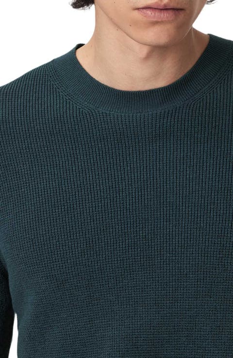 Oversize Cotton & Wool Waffle Crewneck Sweater