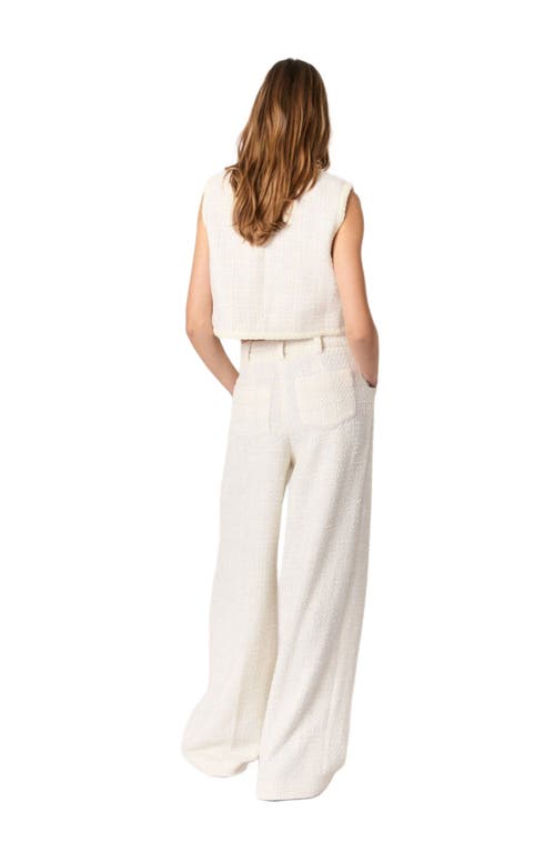 Maje Wide Leg Tweed Trousers In Ecru