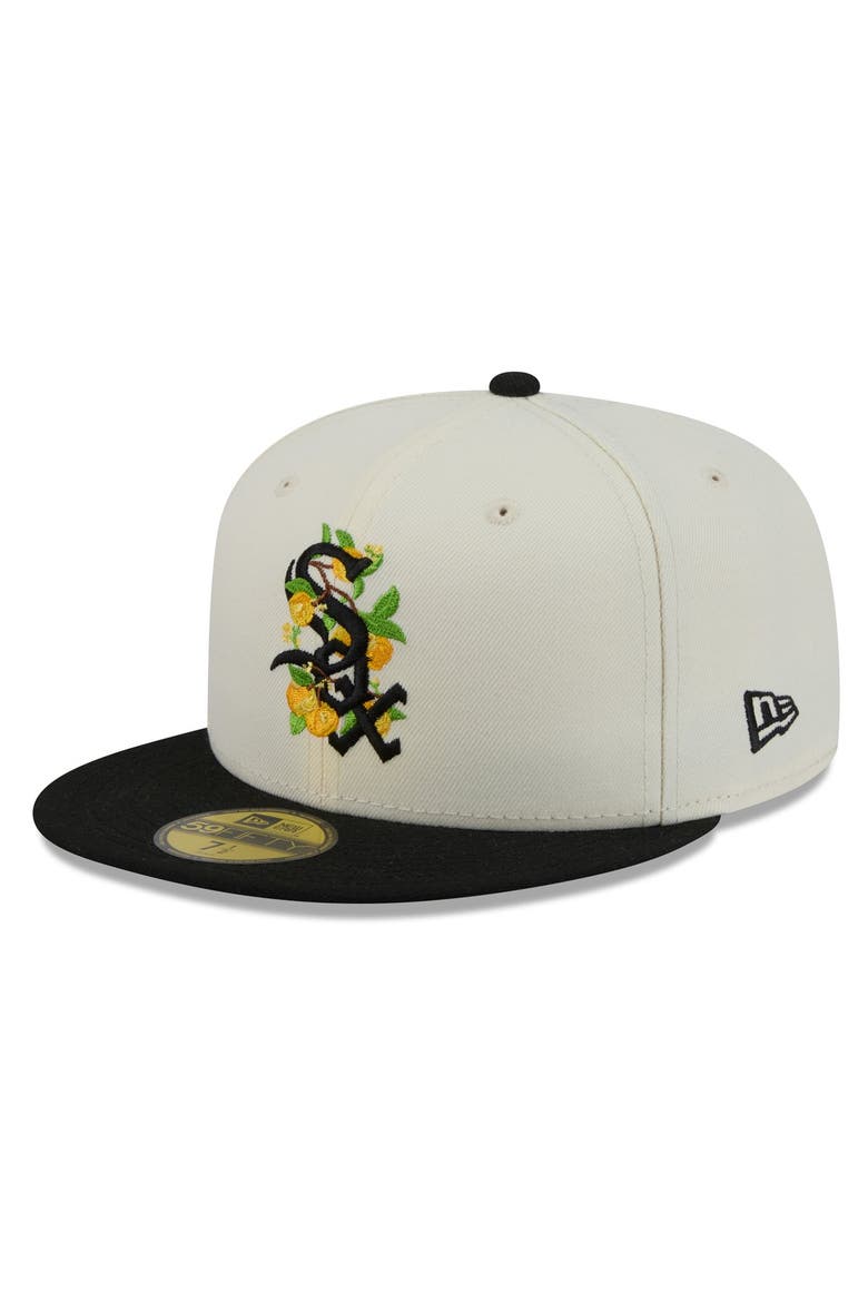 Men's New Era White/Black Chicago White Sox Blossom 59FIFTY Fitted Hat, Alternate, color, White