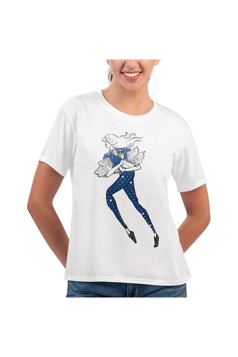 Women's G-III 4Her by Carl Banks White Los Angeles Rams Play The Ball T-Shirt, Main, color, White