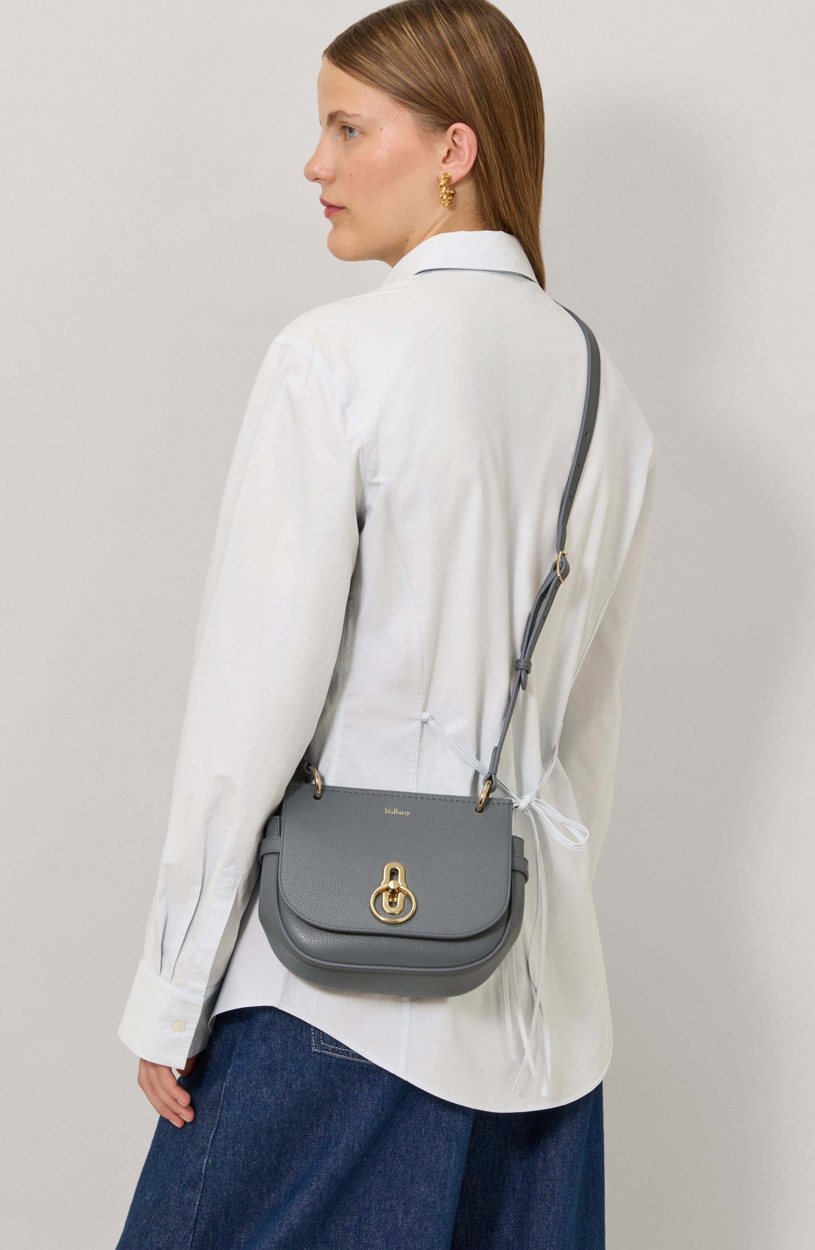 Small Amberley Leather Satchel, Alternate, color, FOGGY GREY