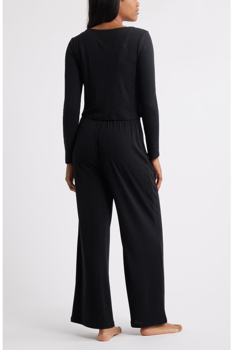 3-Piece Pointelle Knit Pajamas, Alternate, color, BLACK