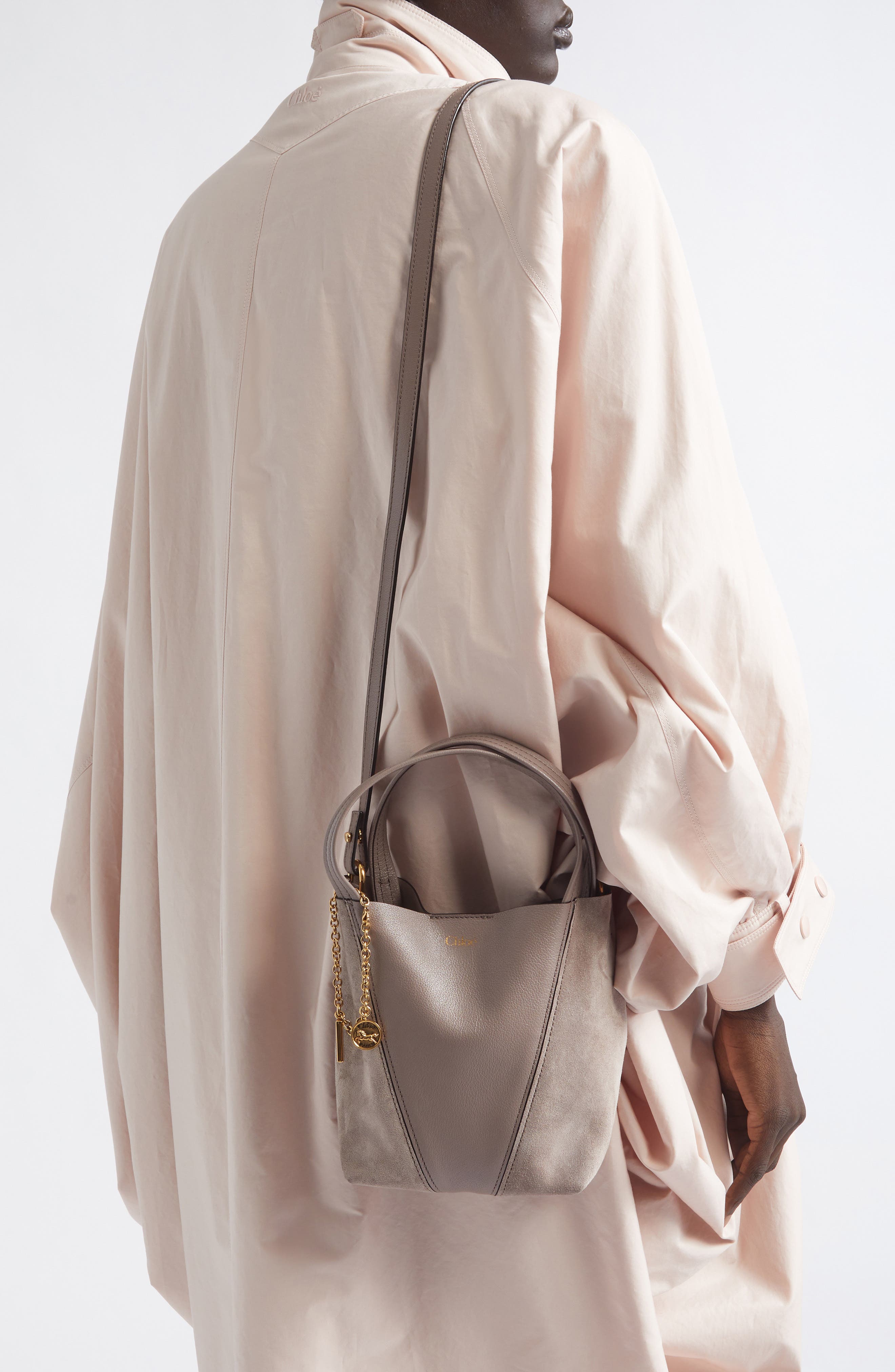 Small Chloé Spin Leather & Suede Tote (Nordstrom Exclusive), Alternate, color, TWILIGHT PURPLE