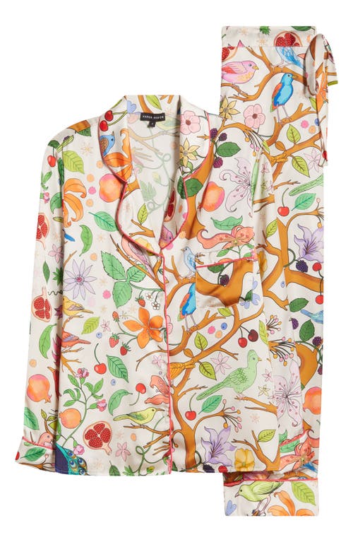 Karen Mabon Tree Of Life Satin Pajamas In Oatmeal