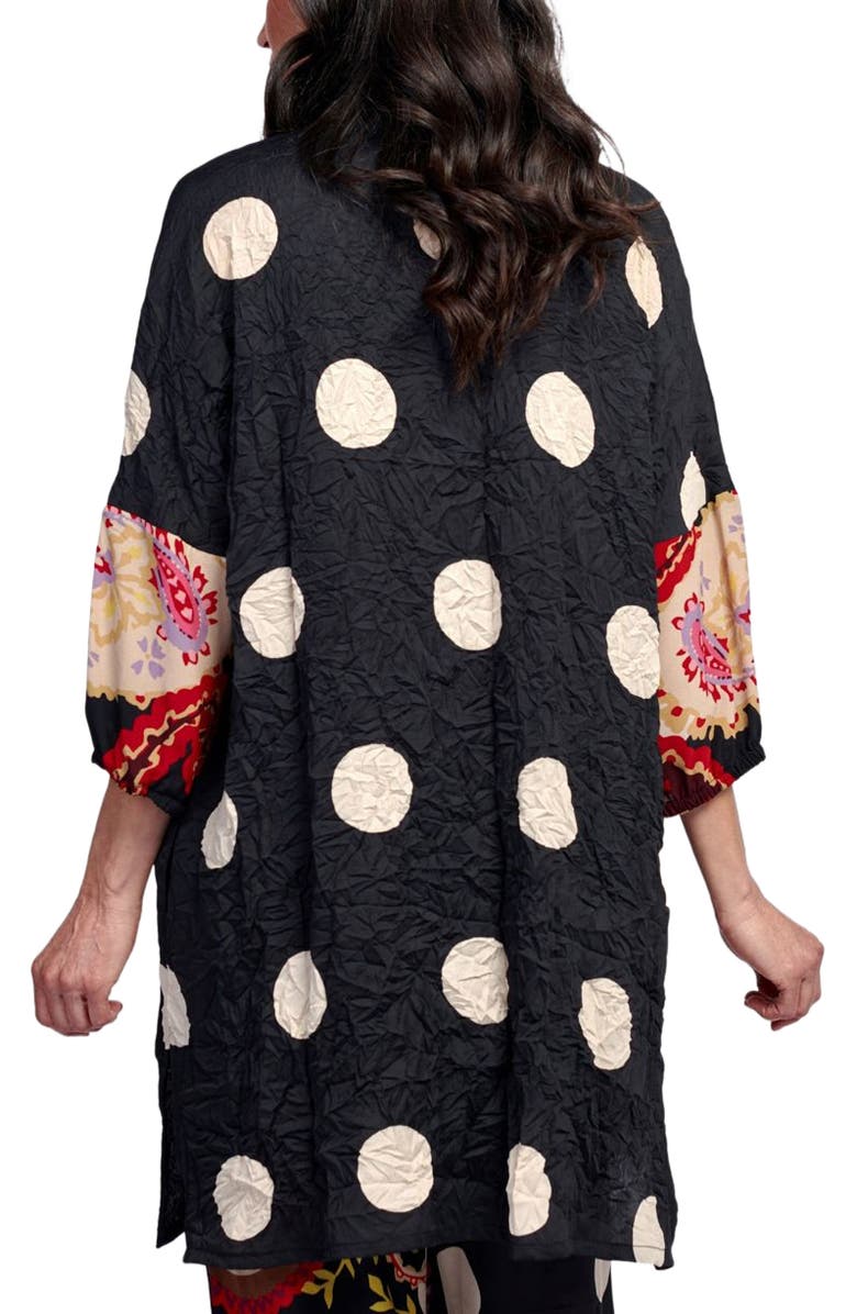 Alembika Polka dots mixed print tunic with Mandarin collar, Alternate, color, 