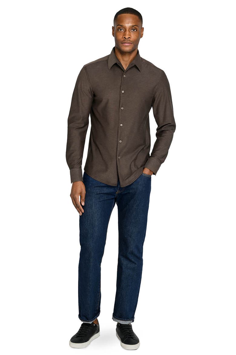 Solid Mapleton Luxe Cross Dyed Long Sleeve Shirt, Alternate, color, BROWN