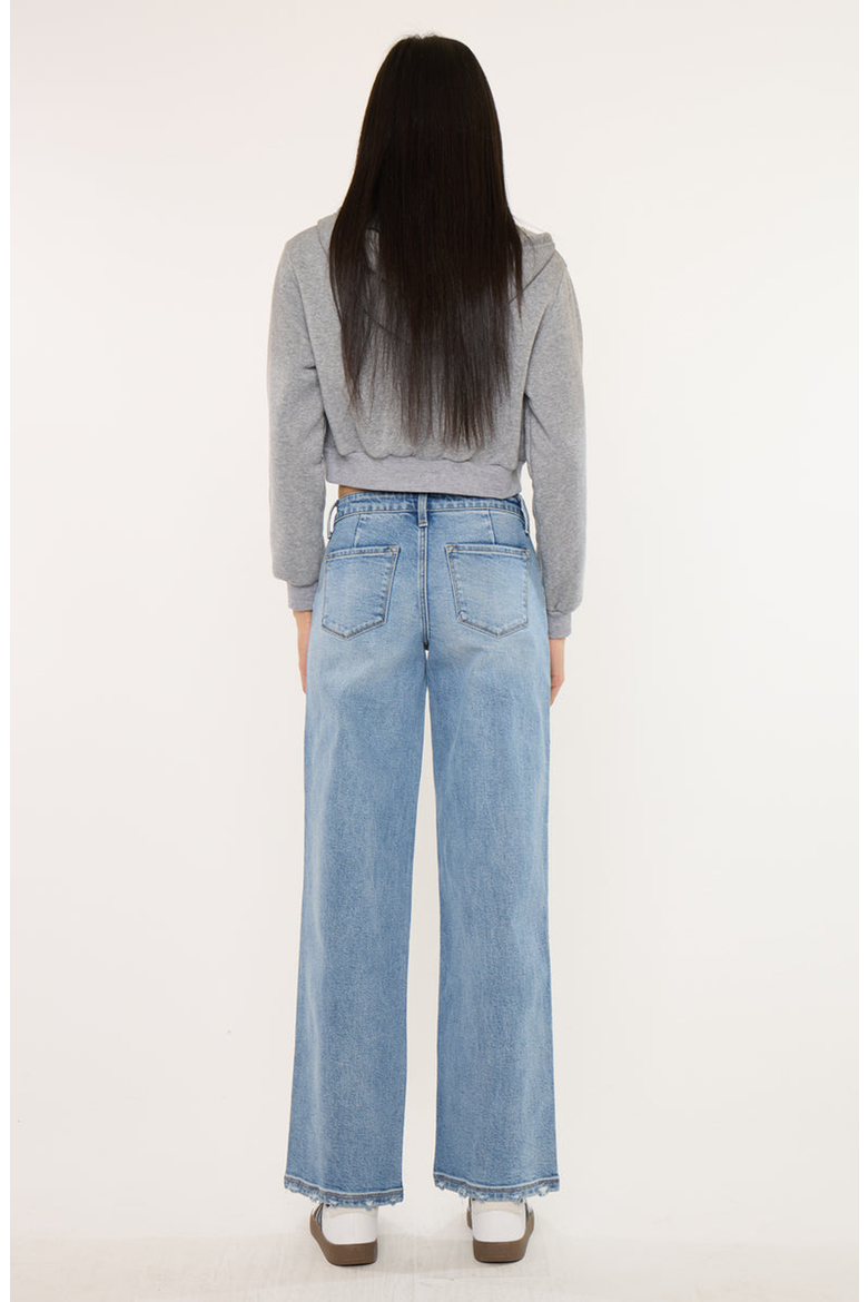 Alma Essentials Mid Rise Wide Leg Trouser Jeans, Alternate, color, Medium Wash