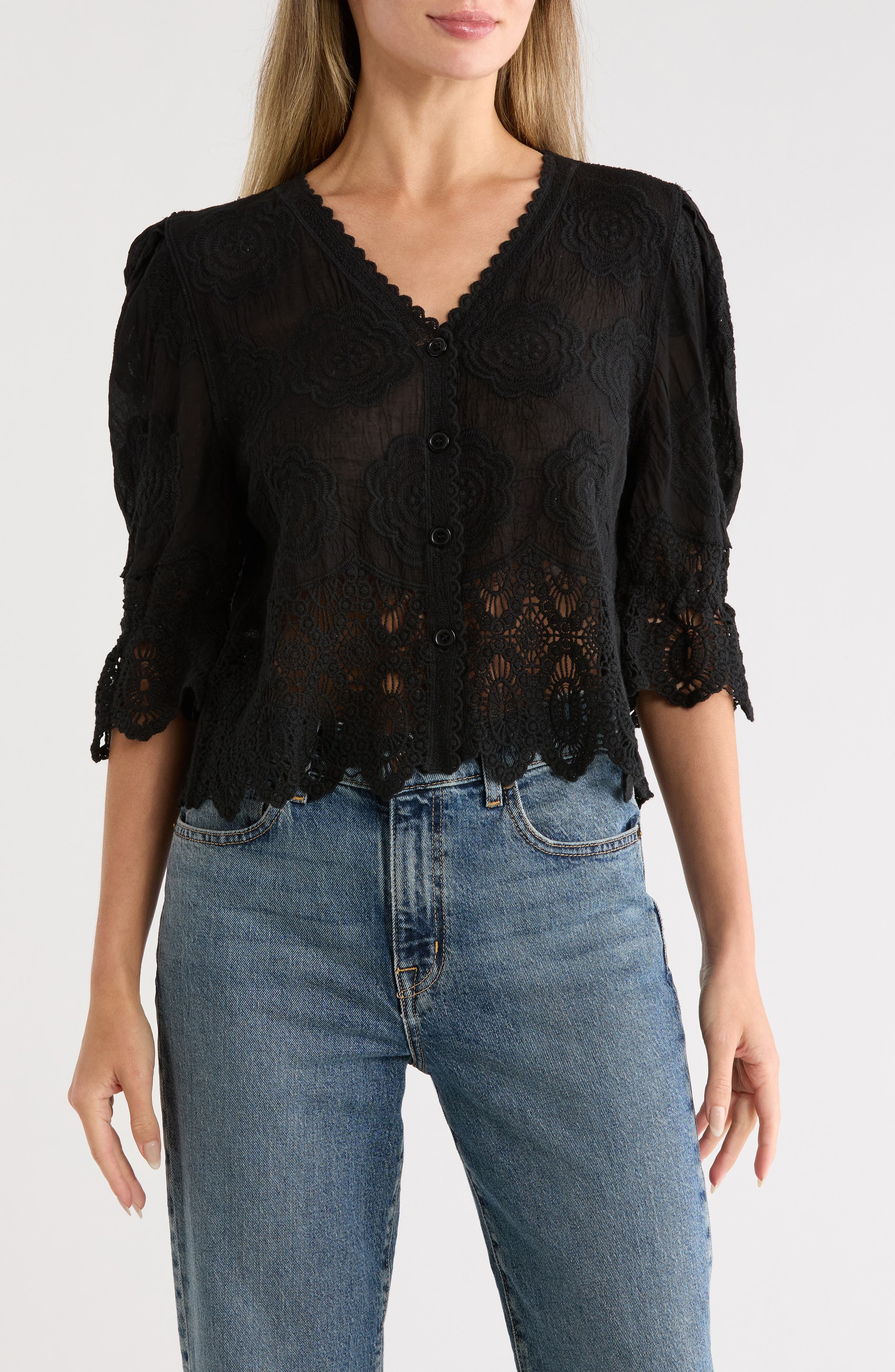 Forgotten Grace Long Sleeve Embroidered Button-Up Shirt