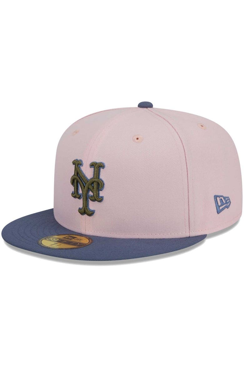 Men's New Era Pink/Blue New York Mets  Olive Undervisor 59FIFTY Fitted Hat, Alternate, color, Pink