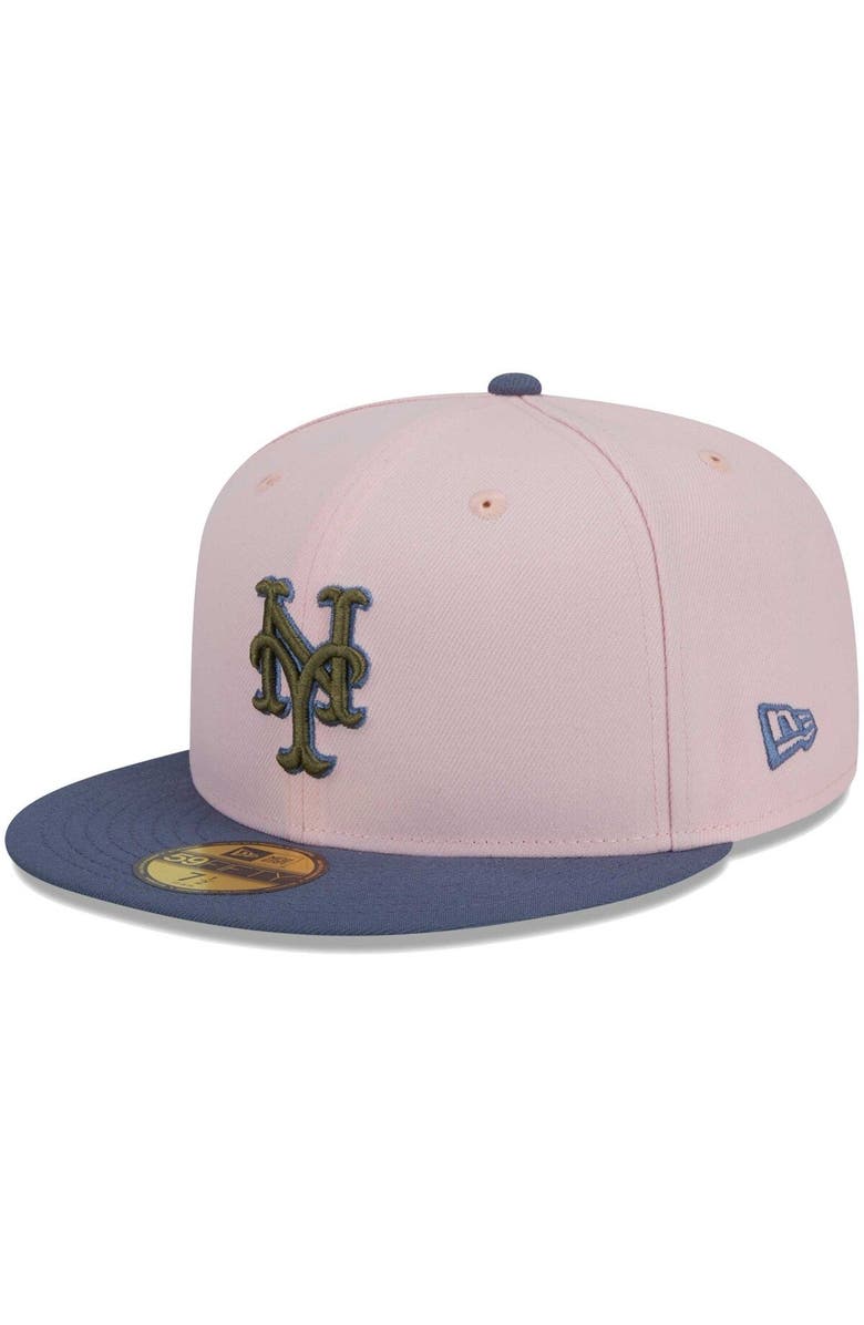 New Era Men's New Era Pink/Blue New York Mets  Olive Undervisor 59FIFTY Fitted Hat, Alternate, color, 