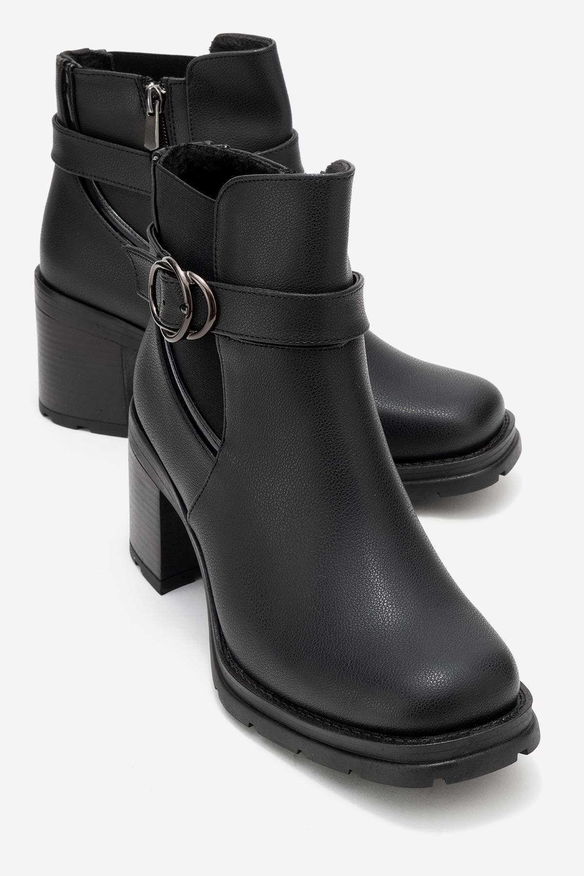 Prologue Shoes Heile Buckle Block Heel Boot, Alternate, color, Black
