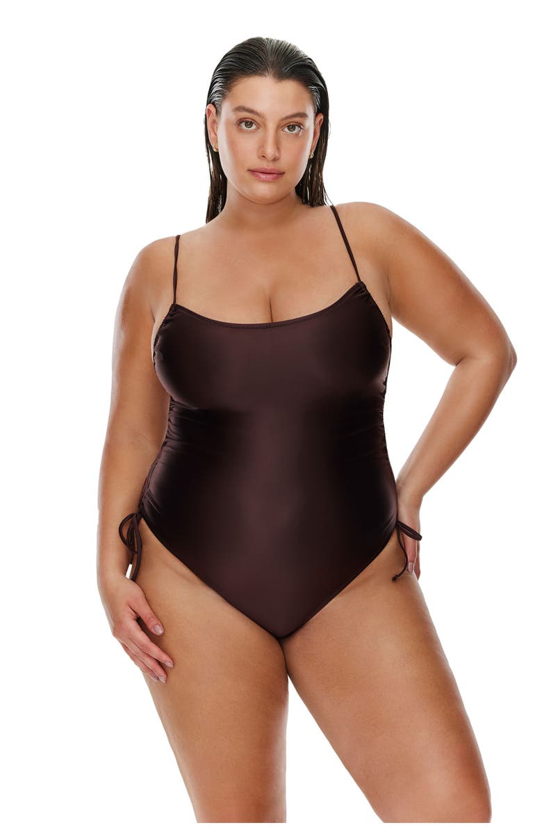 Flirtt Gottex Satin Touch Adjustable One Piece, Main, color, Brown