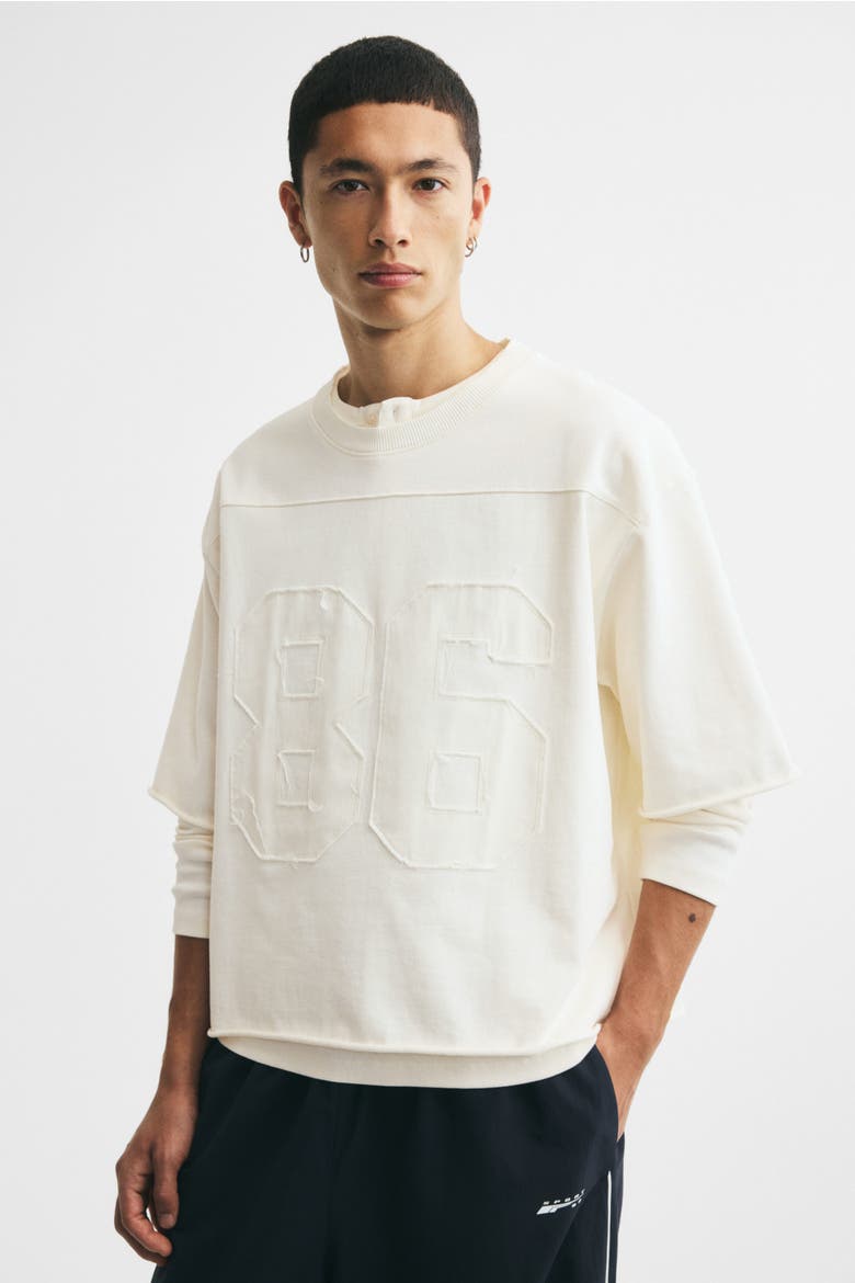 Oversized Fit Motif-detail Cotton T-shirt, Main, color, Ivory/86