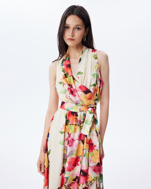 Theo The Label Theia Orchid Print Maxi Therese Dress In Mandarine Flower