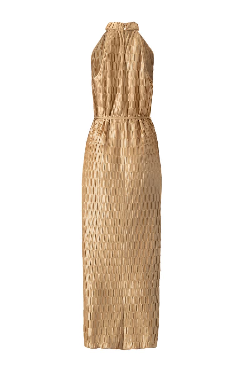 IVONNE Pleated  Halter-Neck Long Dress, Alternate, color, Light Brown