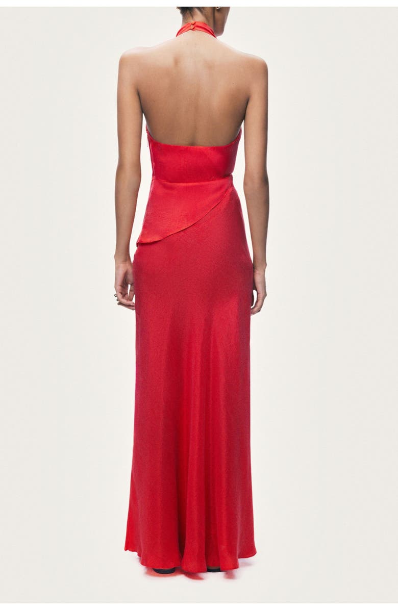 Nocturne Asymmetric Open-Back Halter Maxi Dress, Alternate, color, Red