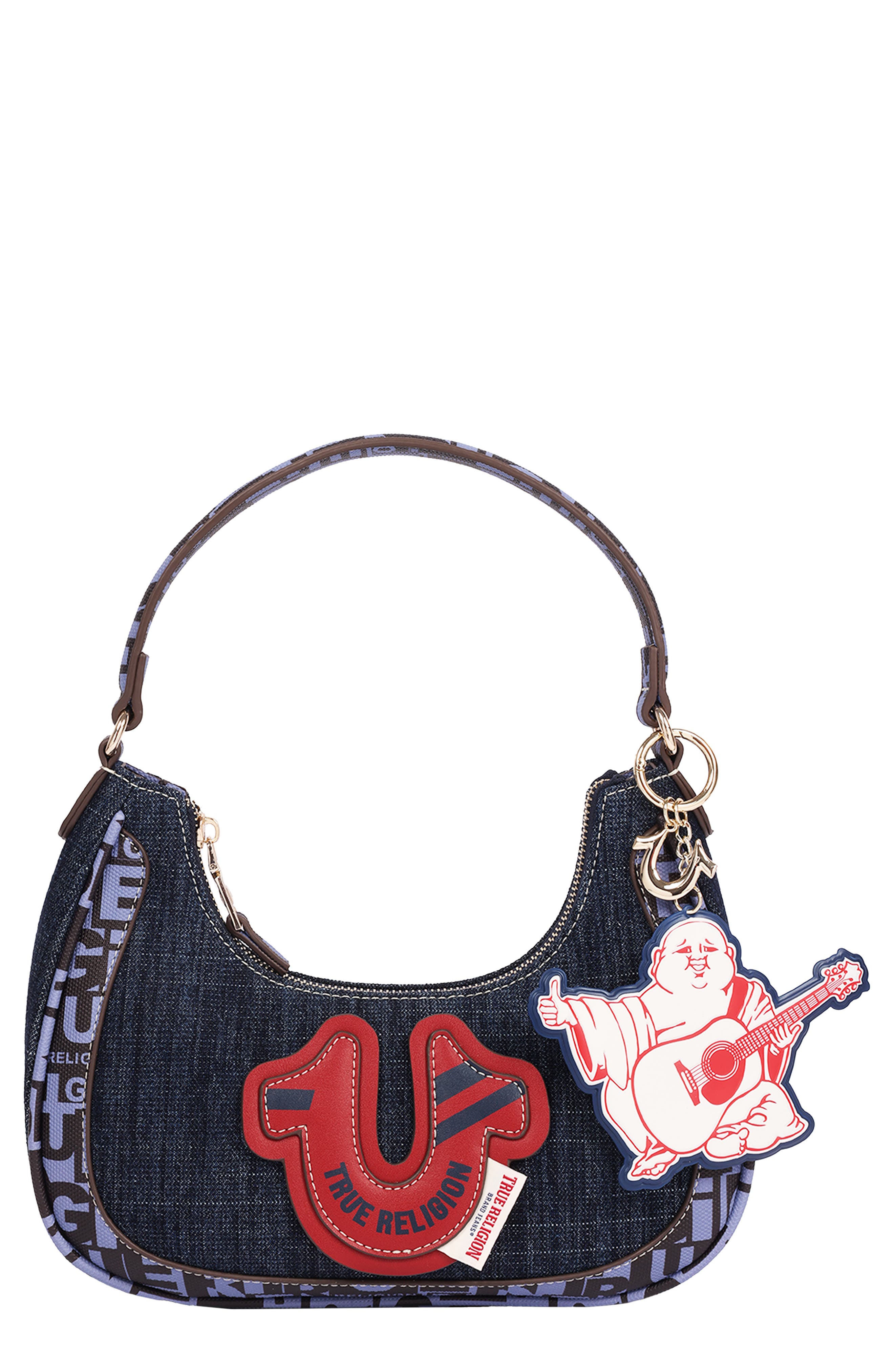 Graphic Trim Denim Hobo Bag