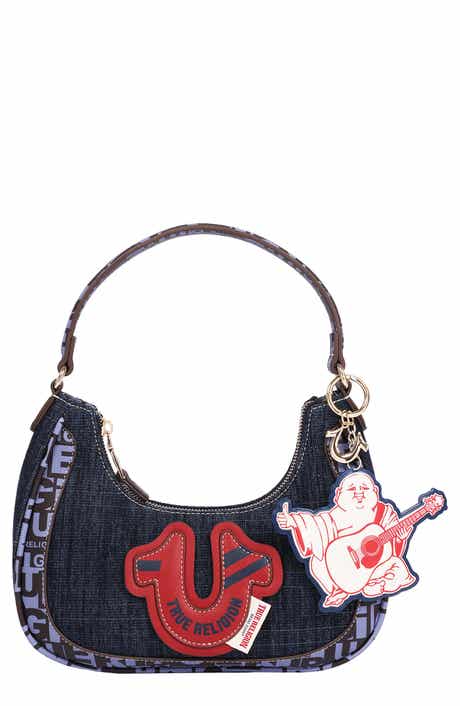 Graphic Trim Denim Hobo Bag