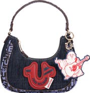 True Religion Graphic Trim Denim Hobo Bag