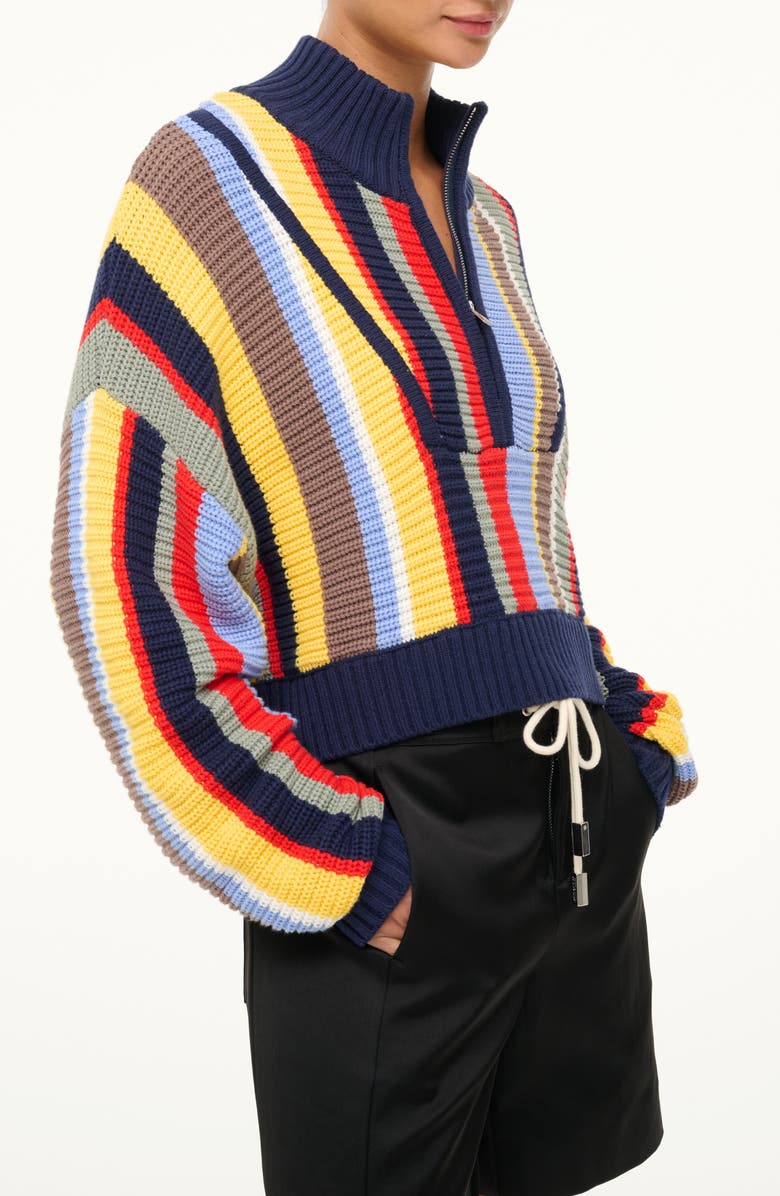 STAUD Hampton Stripe Half-Zip Sweater, Alternate, color, Market Stripe