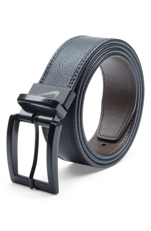 Nike Reversible 2-row Stitch Feather Edge Belt In Black/dark Brown