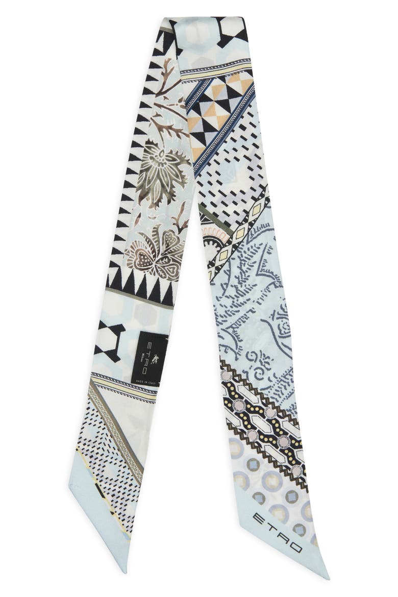 Paisleyna Silk Skinny Scarf, Alternate, color, BLUE