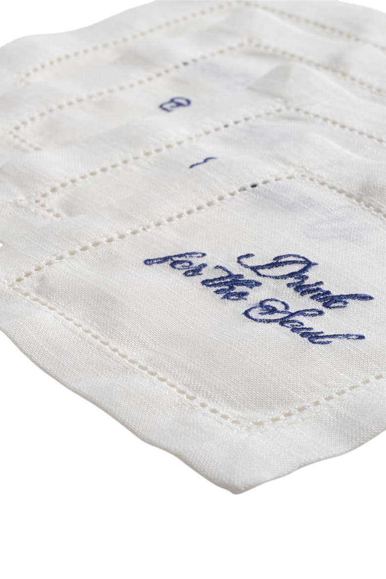 Prusa 4Pcs Embroidered 100% Polyester Cocktail Napkin 8 Pcs Set, Alternate, color, White
