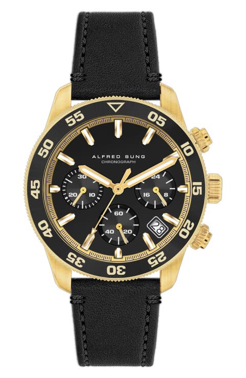 Chronograph III Leather Strap Watch, 41mm