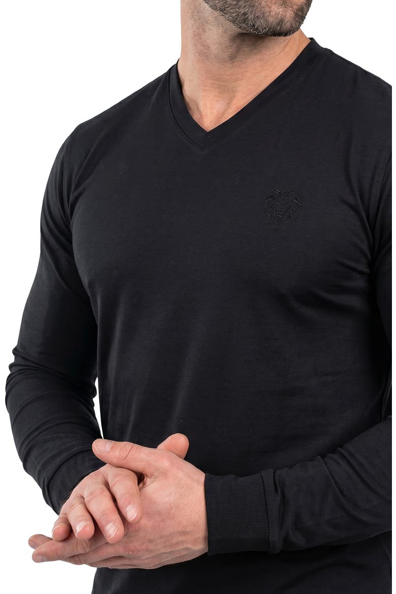Rissa Long Sleeve V-Neck T-Shirt, Alternate, color, BLACK